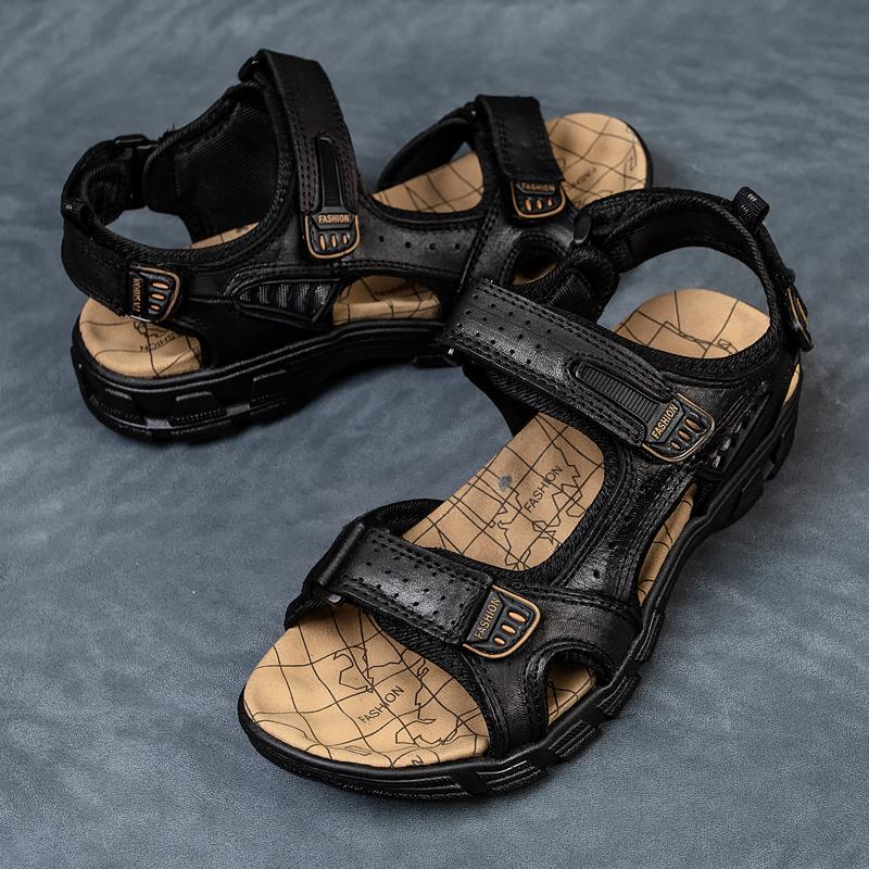 Fashion Classic Mens Sandals Summer Genuine Leather Sandals Men Outdoor Casual Lightweight Sandal Fashion Men Sneakers Size 38-47
