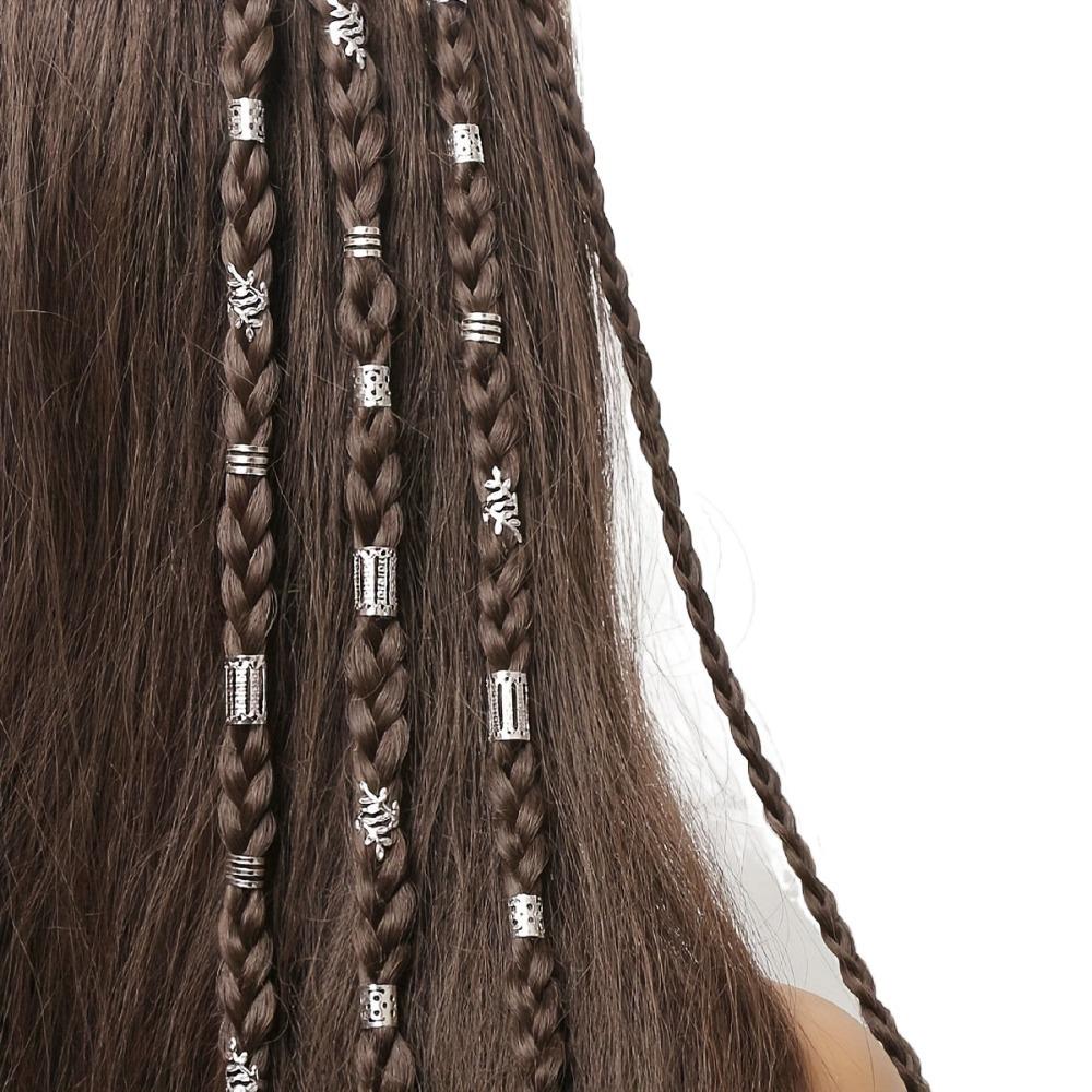 40PCS Metal Cuff Clips Dreadlocks Beads Hair Braiding Hair Braid Tubes Mixed Hair Rings Set  Men