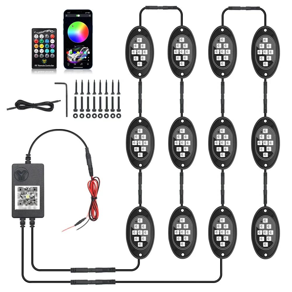 RGB LED Rock Light, Neues Rock Light für LKW mit APP/Fernbedienung & Musikmodus für Pickup Off Road Jeep SV ATV UTV Autos