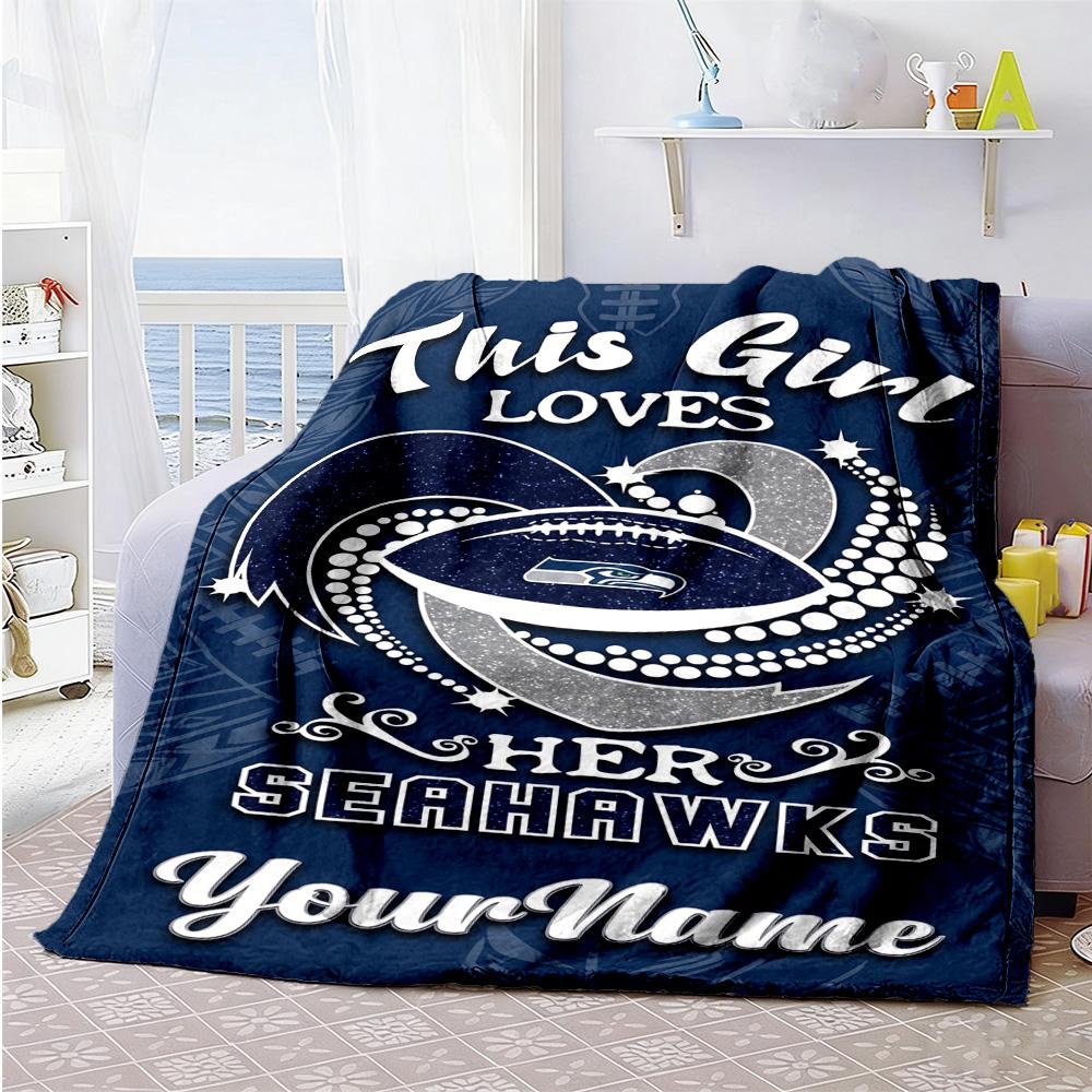 Seattle Seahawks Customize Your Name Blanket Cozy Personalized Blanket Warmthful Decor Throw For Seaside Bed Picnics Bedding Four Seasons Universal