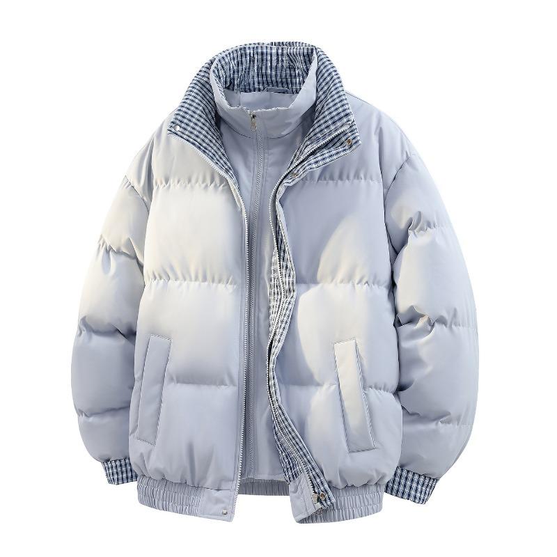 Men Autumn Winter Warm Stand Collar Fake Two Pieces Cotton Padded Jacket Men Women Youthful Popular Cotton Coat Male Outerwear