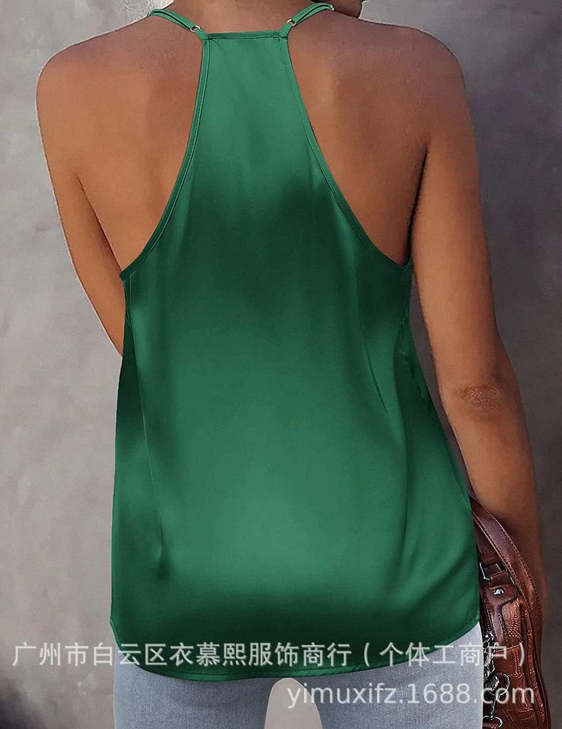 Women's Casual Solid Colour Sleeveless Neck V-Neck Camisole Slim Fit Tank Top