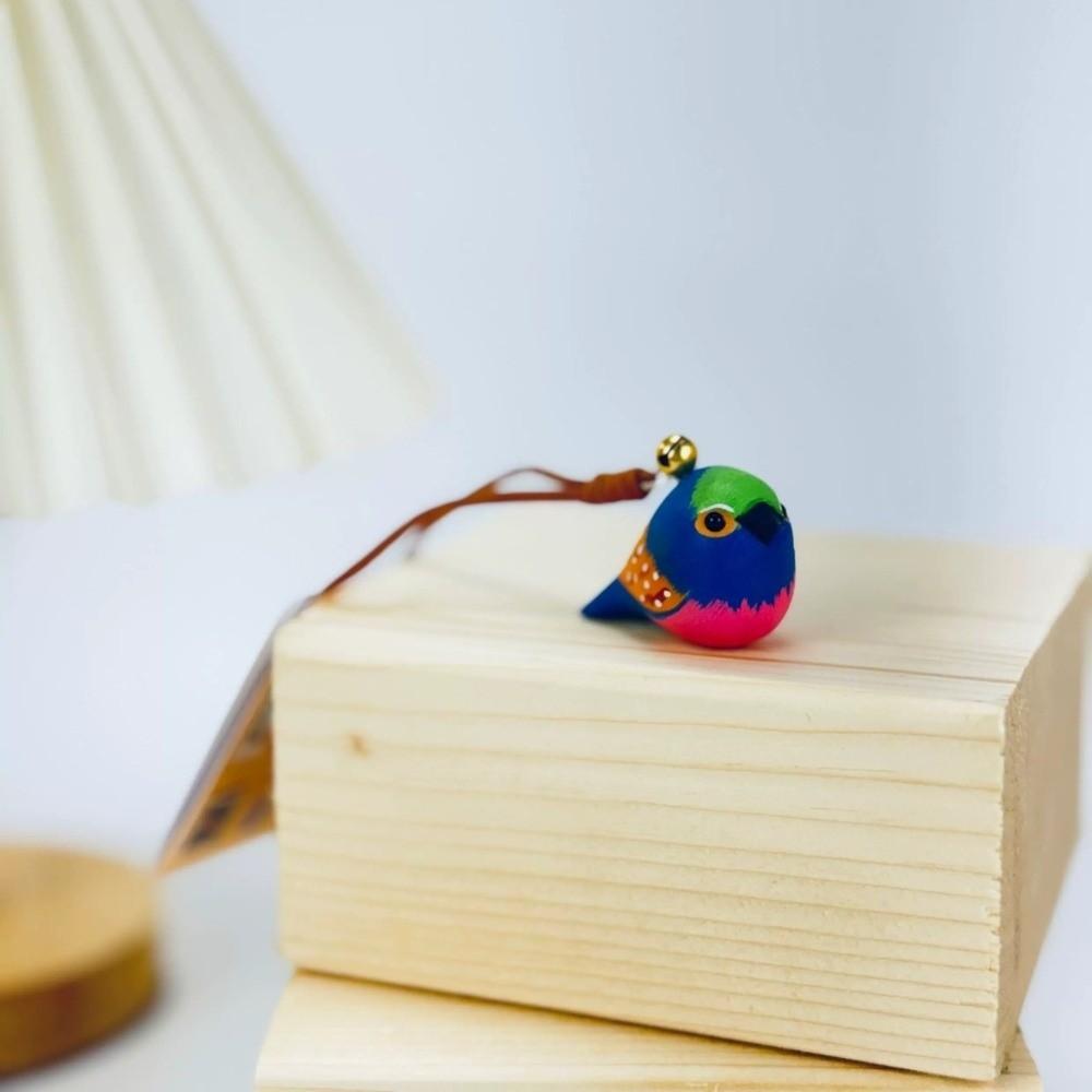 Porte-clés Sculpture sur Bois Dessin Animé Porte-clés Mignon Oiseaux Pendentif Oiseau en Bois Adorable Amoureux des Oiseaux