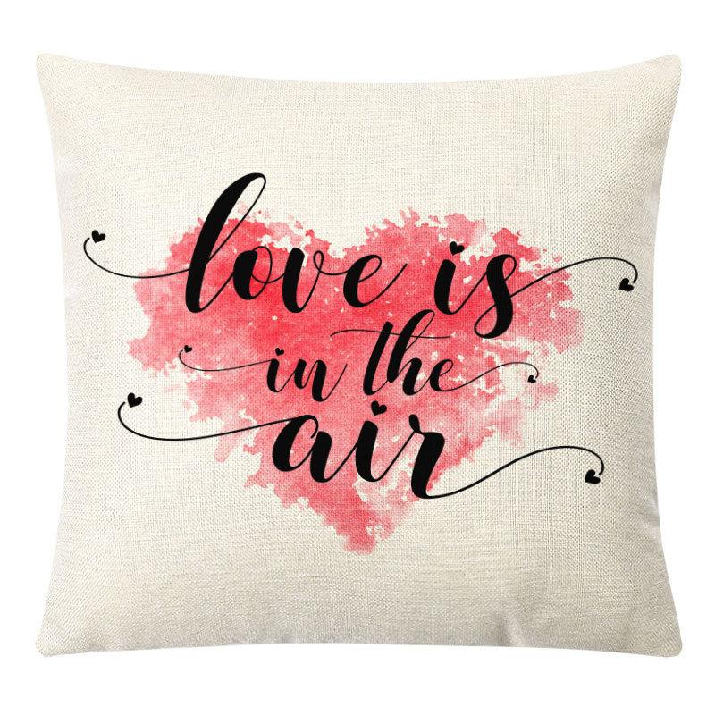 Valentine's Day Linen Pillow Case Couple Confession Supplies Office Home Cushion