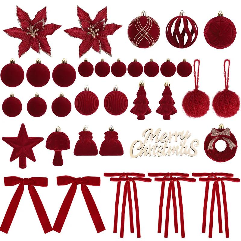 38 Stück/Karton Weihnachtskugel-Ornamente Hängende Blumen Schleife Band Weihnachtsbaum Sternspitzen Weihnachtsdekoration für Zuhause Neujahr 2026