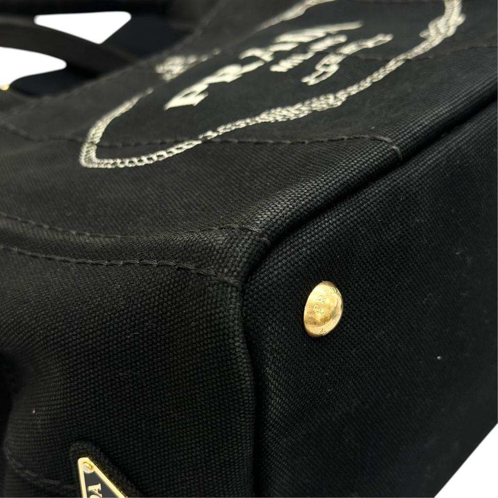 PRADA Canapa Handbag black Women 2-way triangle logo used
