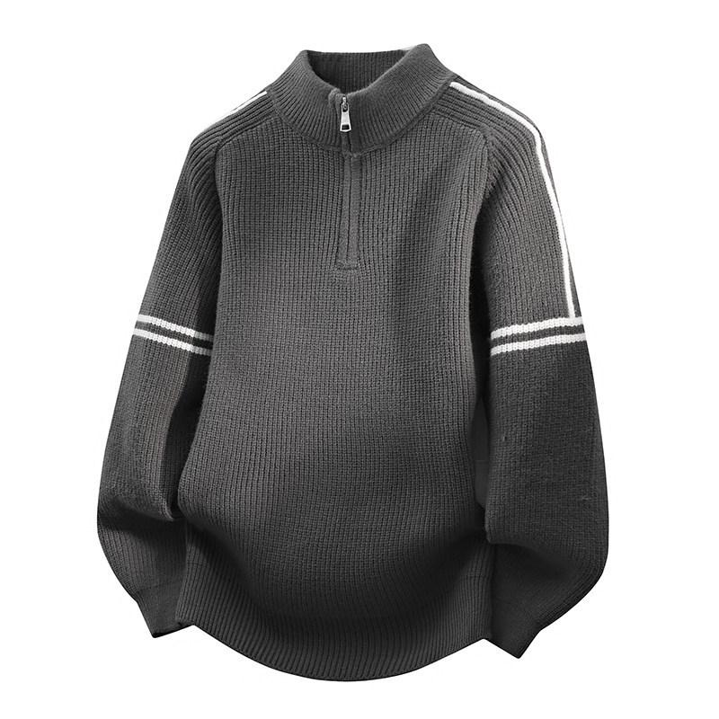 Half-Zip Stand-Collar Sweater for Boys: Autumn/Winter Style for Teens - Knit Base Layer Fashion