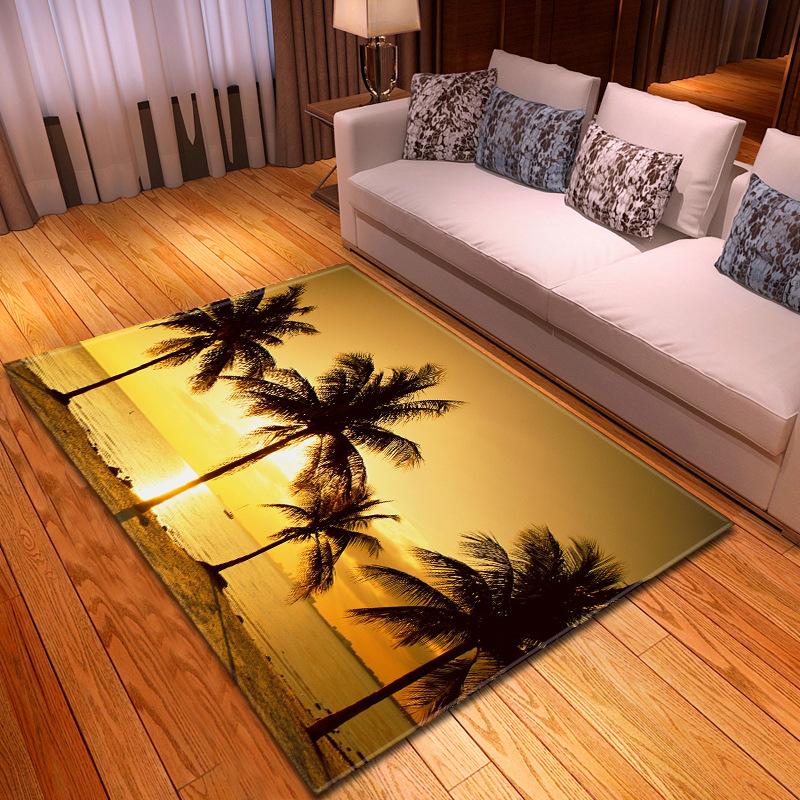 Beach Concept Landscape Living Room Carpet Bedroom Dining Room Floor Mat Pattern Size