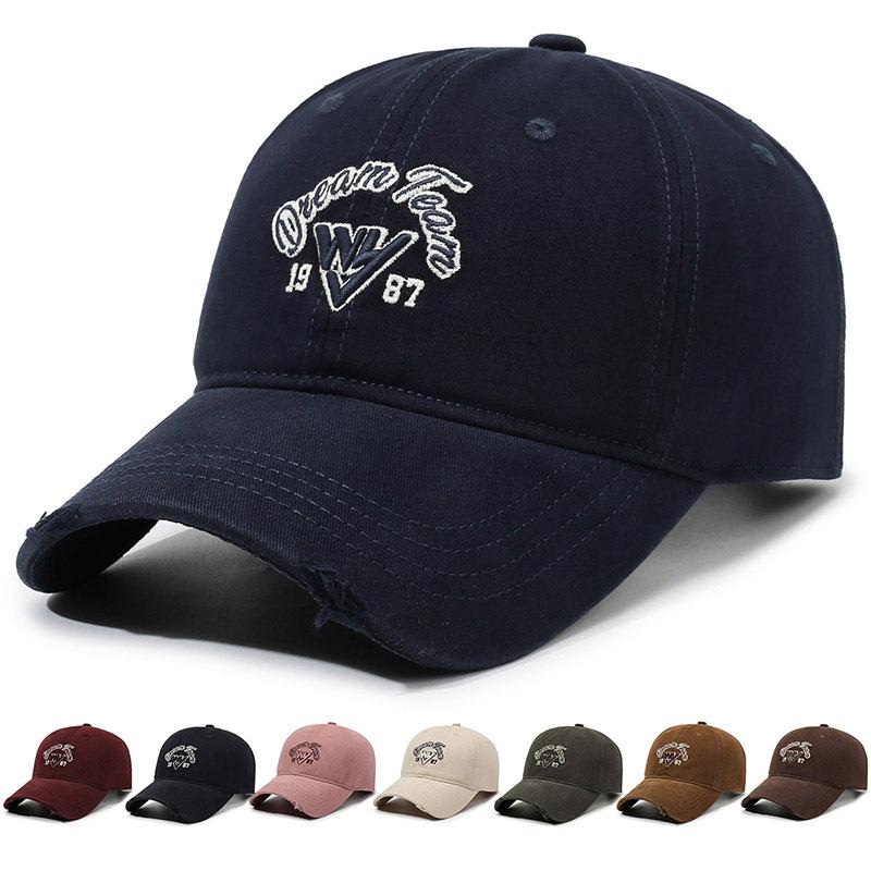 Embroidered Letter Baseball Cap Unisex Sunshade Soft Top Raked Cap Couple's Outdoor Cap