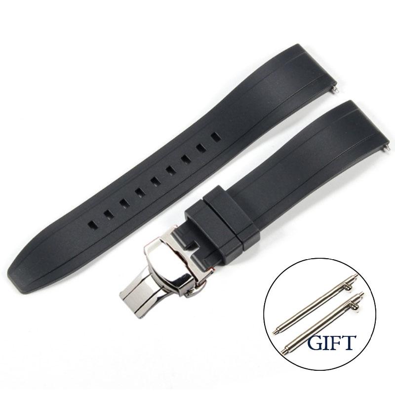 

20mm 22mm TPU Silicone Watch Strap for Rolex Rubber Watch Band for Seiko Quick Release Silicone Diving Bracelet Butterfly Clasp 20mm