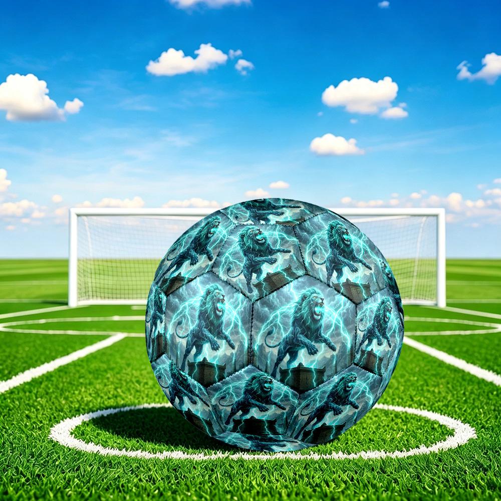 1pc Electric Lion Storm Theme Soccer Ball Football, Size 5, Lightweight PVC, Durable Outdoor Training Soccer Ball, Gift m61493