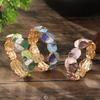 Enamel-colored Round-shaped Interlocking Irregular-shaped Leaf Elastic Bracelet for Ladies, A Fashionable and High-end Leaf-shaped Hand Chain.