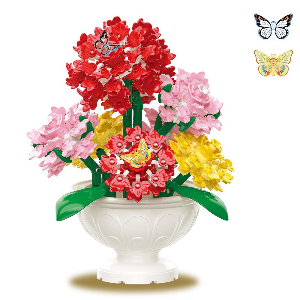 Botanicals Flower Arrangement DIY Building Block Set - Faux Bouquet Set for Adults Decorations for Office or Cubicle 10345