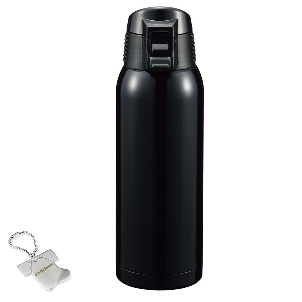 Stainless Steel Water 720ml Double Vacuum Includes Original Tag J-Kitchens Bottle, One-Touch Mug, Capacity, Insulated, Black,