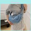 Denim Crossbody Bag With Top Zipper For Casual Street Style Women