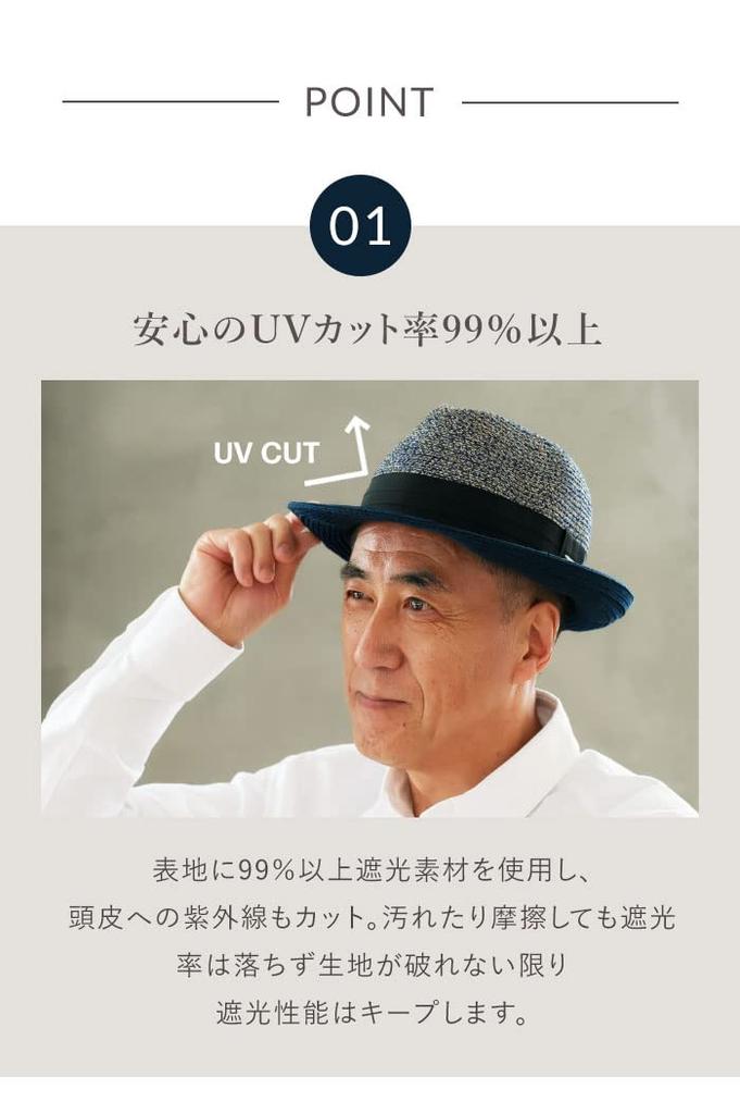 MY Washable UV British UV Blemish Machine Washable [KISS LIFE] Men's Two-Tone Hat, Style, Men's Hat, Protection, Prevention, (L, Navy) (kml800622b2)