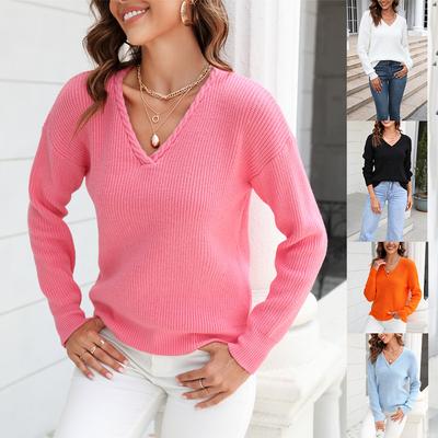2023 Autumn/Winter Women's V-neck Twist Slim-fit Sweater Pullover Sweater