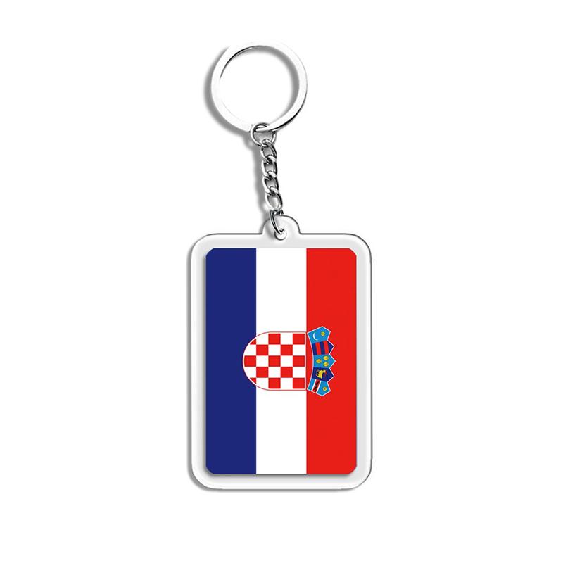 Acrylic Keychain Country Flags Collection United States Spain Russia France For Car Key Bag Gift Souvenir