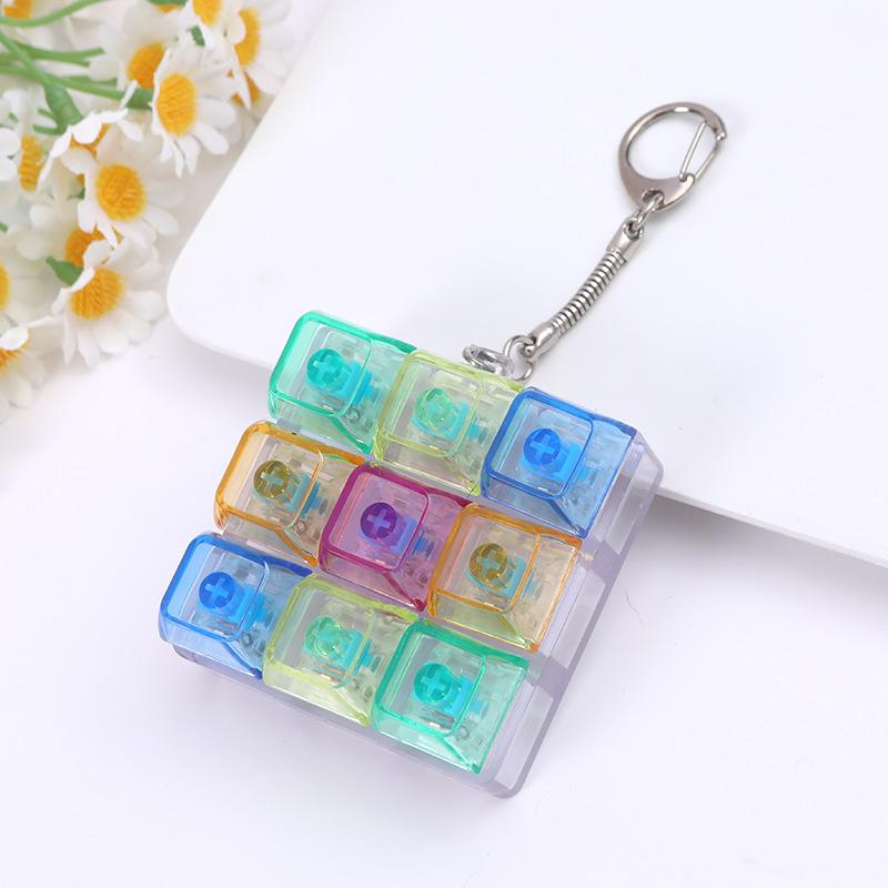 Creative 49 key LED Tetris Fingertip Pressing Keychain Adult Stress-relieving Finger Keyboard Game Key Chain Magic Toys Gift