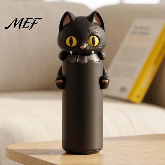 Funny Desktop Ornament 3D Printed Bat Can Holder, Cartoon Vampire Cat Stand Soda Holder for Standard Cans, Halloween Decor, Novelty Party Gift Drink