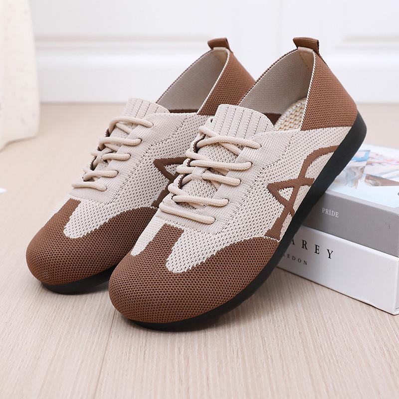 Modische Schuhe für Damen Frühling Herbst Neu Lässig Netzgewebe Atmungsaktiv Bequem Rutschfest Ballerinas Walking-Sneaker