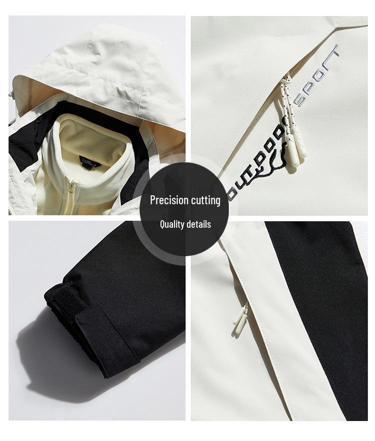 Men's 3-in-1 Windproof Waterproof Mountain Hiking Jacket with Fleece Liner