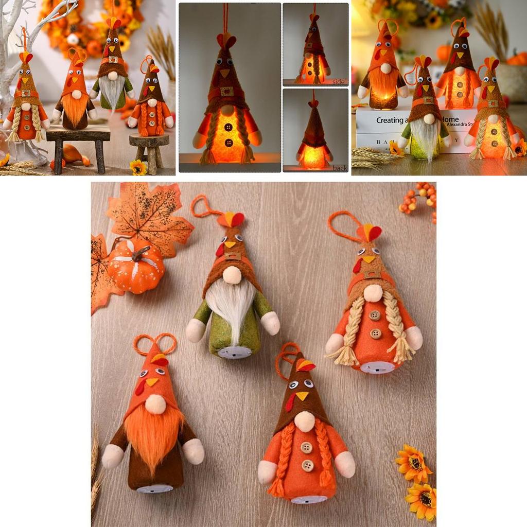 Cozy Harvest Festival Decorative Thanksgiving Gnome Figurine With Light Up Features