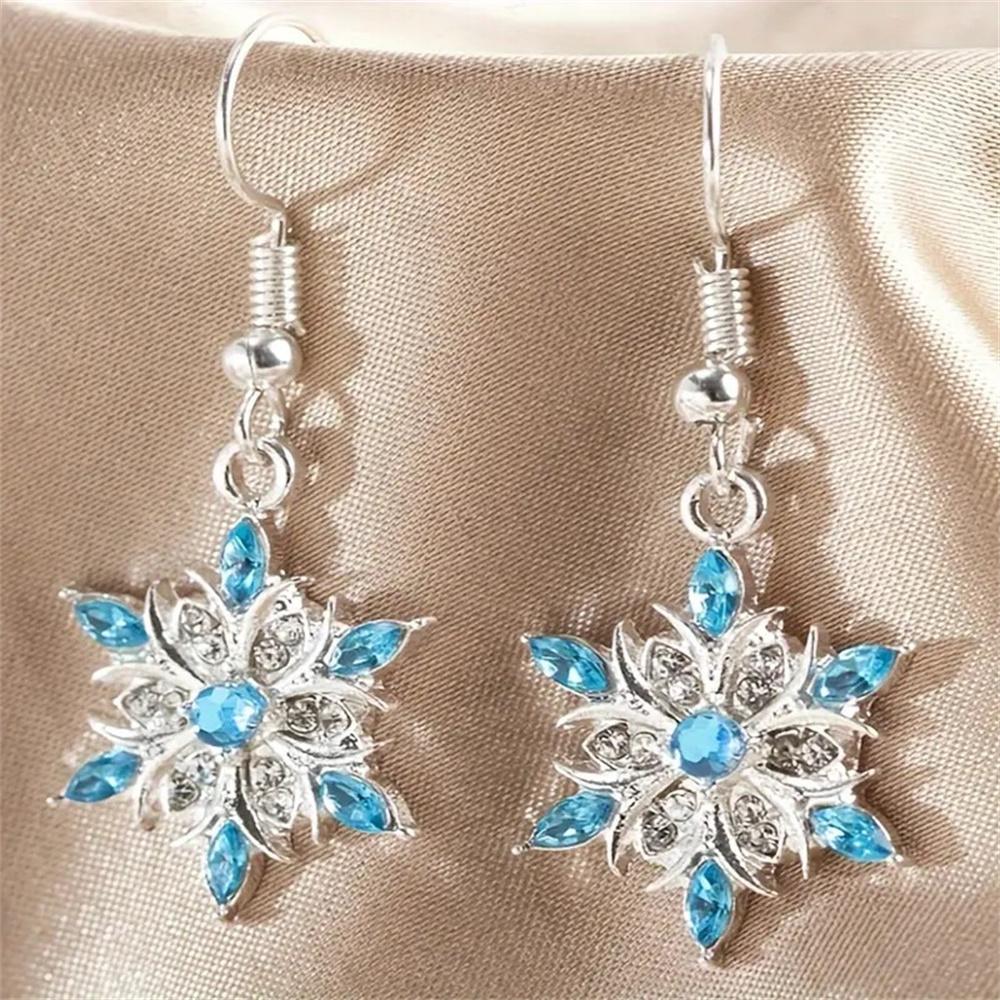 

New Two Tone Silver Color Blue White Earrings with Crystal Accent - Hypoallergenic Stud Earrings for Women Daily Gift серебряный