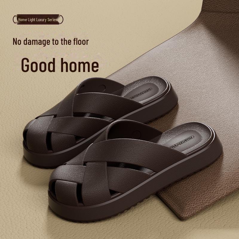 

Сандалии для дома Silent Soft-Soled унисекс - нескользящая летняя обувь для купания и ношения на открытом воздухе 42-43 кофейный