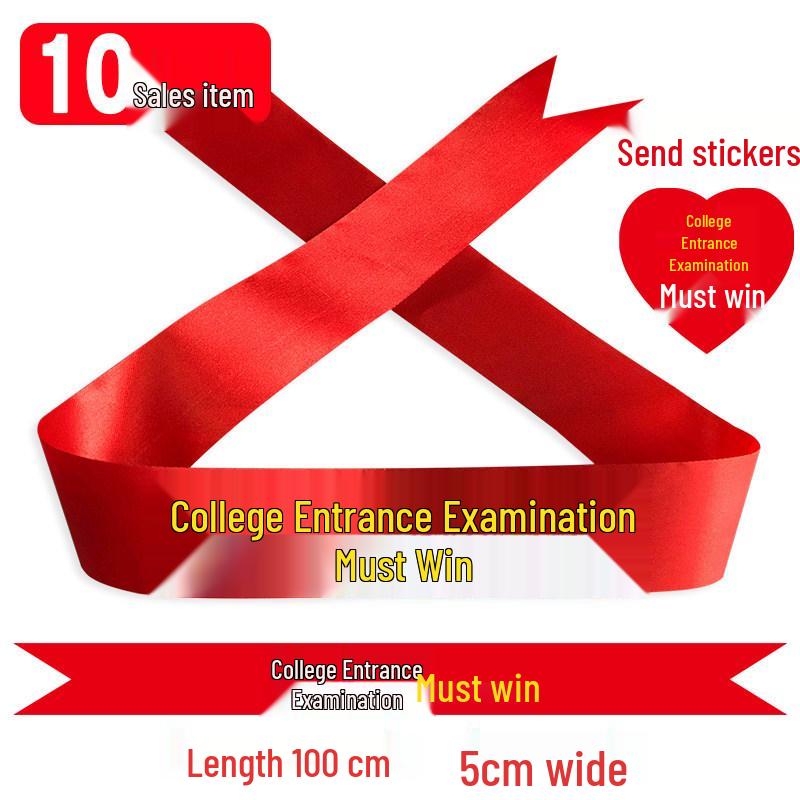 Custom 'Go for it' Headband & Wristband Set: Perfect for School Entrance Exams and Sports Meets - Red Ribbon Design