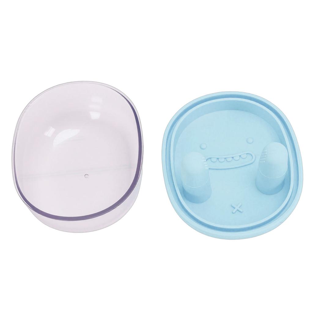 2 In 1 No Mess Snack Container Leak Proof Food Storage Snack Box with Finger Lid Keep Hands Clean Blue