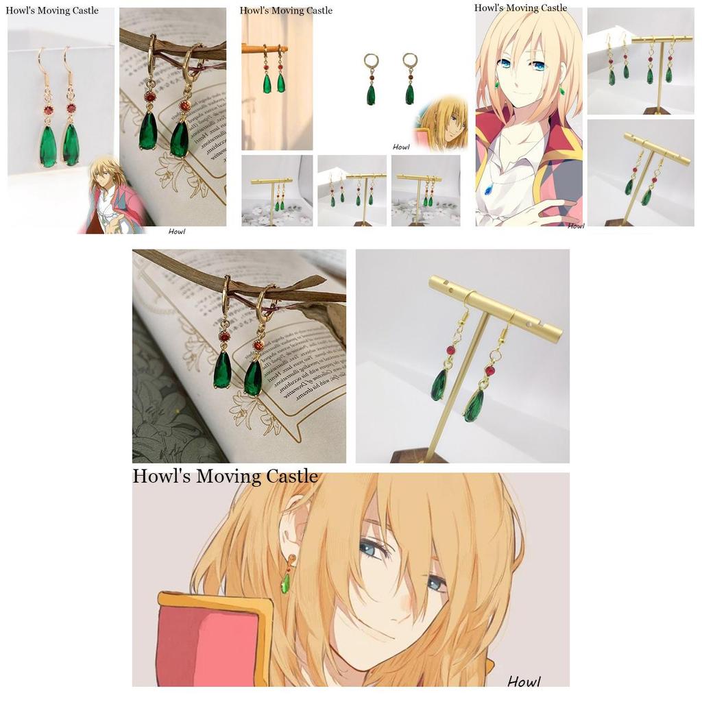 Fashionable Geometric Ear Jewelry Howl's Moving Castle Drop Earrings