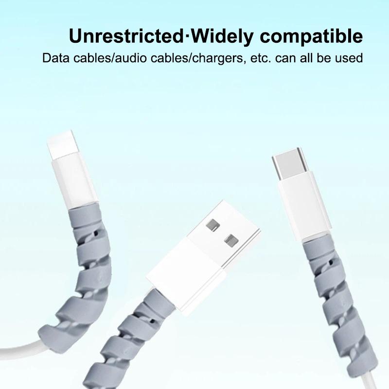 20PCS Spiral Silicone Cable Saver Cover for USB Wire Durable Cord Protector Winder Prevents Breakage for Computer Desk Use
