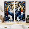 2 Panels Glam Style Lion Print Semi-Sheer Curtains, Machine Washable Polyester Decorative Drapes with Rod Pocket for Living Room