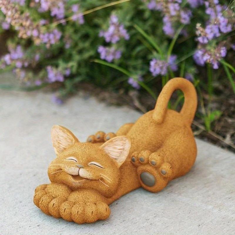 Figurine Resin Charms Smiling Cat Home Decoration Ornaments Figurines Miniatures Crafts