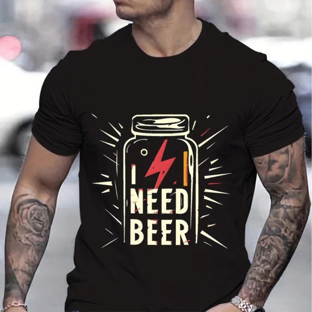 

Батарейка Мне нужно пиво Принт Мода Мужские футболки Праздник Графический дизайн Смешная пивная футболка Мужчины Батарейка Любитель пива Подарки Футболка XXXXXL чёрный