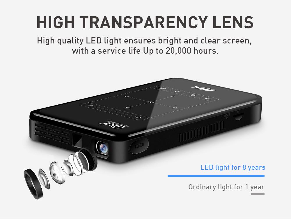 Portable 3D Mini Home 4K DLP Projector P09 with Battery—Second Generation