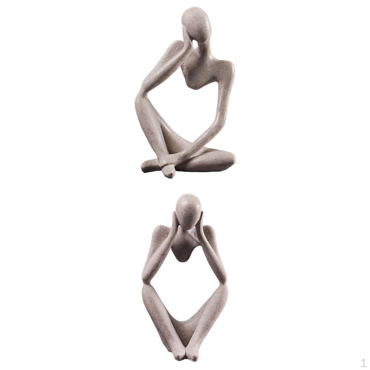 

2 Pieces Thinker Sculpture Figurine Home Statue Decor