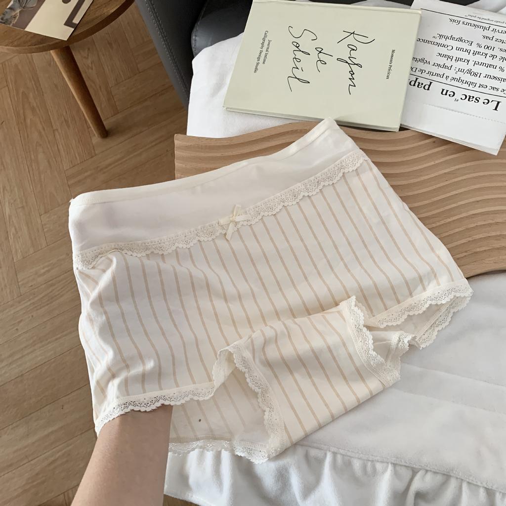 Slip da Donna Primavera Estate a Strisce Pingham Colore a Contrasto Cotone Senza Segni Comodi Vita Media Angolo Piatto