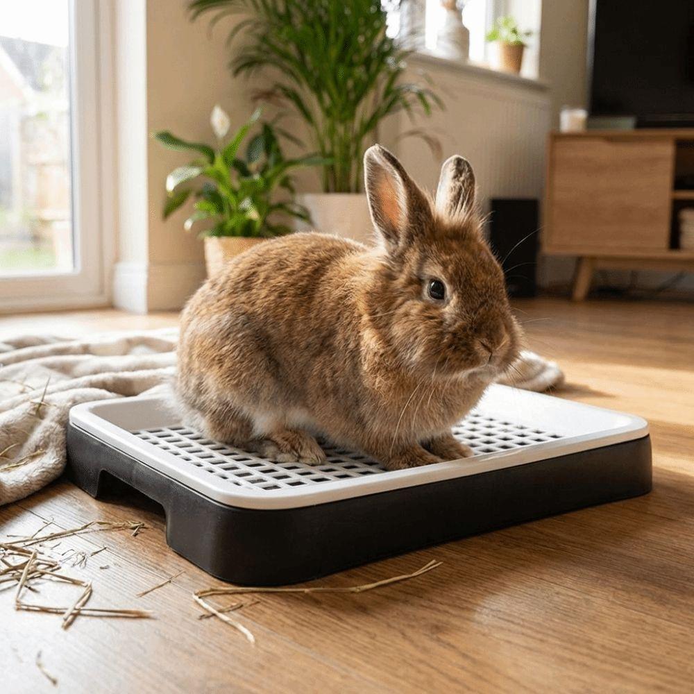 Double Layer Rabbit Training Toilet Potty Training Aid Removable Tray Small Animal Litter Box Splash-Proof Plastic