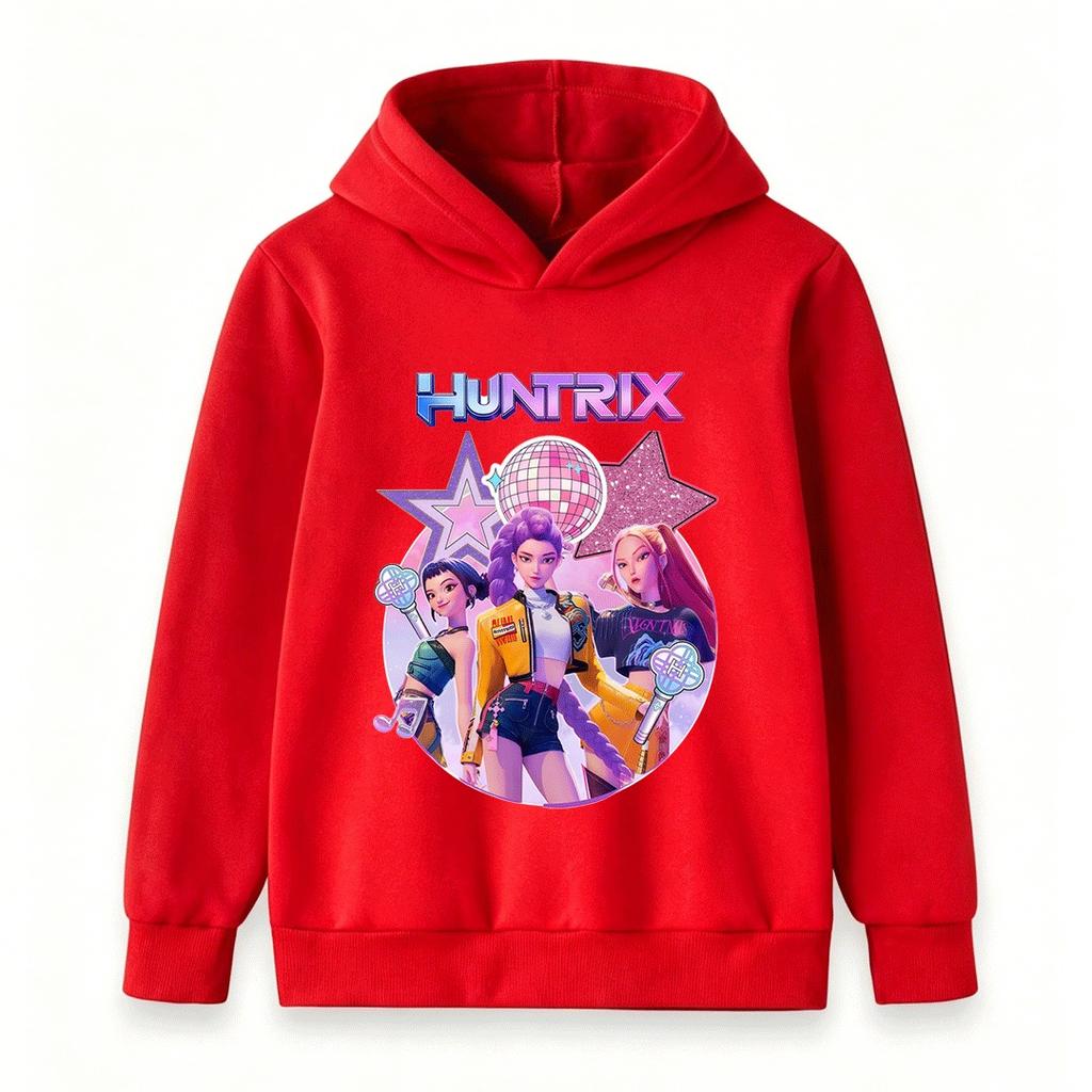 Kids Boys Girls Hoodie, Colorful Music Girl Group Disco Star Print Casual Long Sleeve Pullover Sweatshirt for Daily Wear