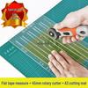 Leather & Rubber Cutting Tool Set: Rotary Cutter, Taper Ruler, Trapezoidal Ruler, and Cutting Mat
