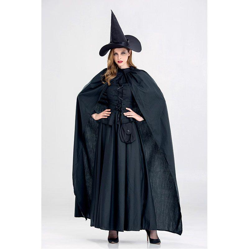

Костюм Злой Ведьмы Взрослый Хэллоуин Маскарад Женский Косплей Черный Костюм Tag XL=US M