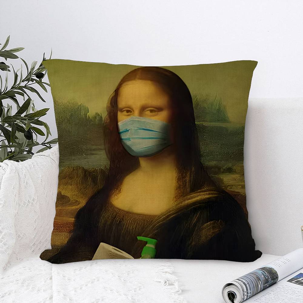 Mona Lisa Śmieszne Spersonalizowane Zdjęcie Tekst Dekoracyjne Poduszki Domowe Prezenty Domowe 45x45cm