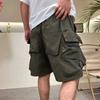Trendige Herren Taktische Cargoshorts Olivgrün Strapazierfähiger Stoff Lässige Tägliche Sommer Shorts