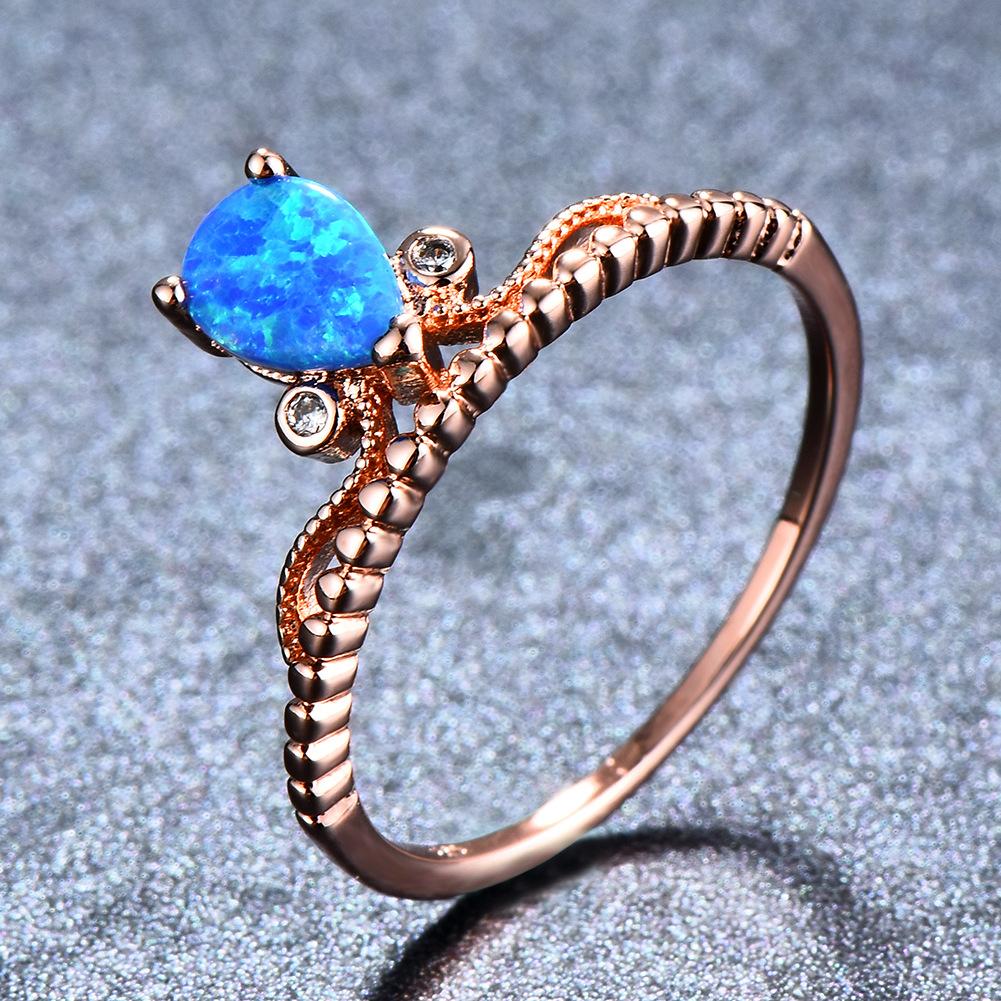 

Fashionable Rose Gold White Purple Blue Droplet Shaped Ring No. 6