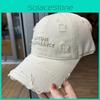 Hat Distressed Womens Washed Cotton Embroidered Letters Visor Sun Protection