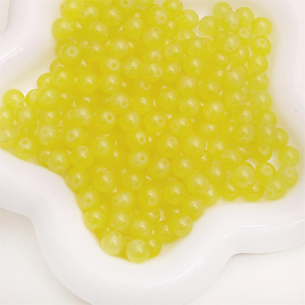 Glass Jelly Solid Color Imitation Jade Round Beads Loose Beads DIY Handmade Necklace String Beads Jewelry Accessories Beads for Jewelry Making