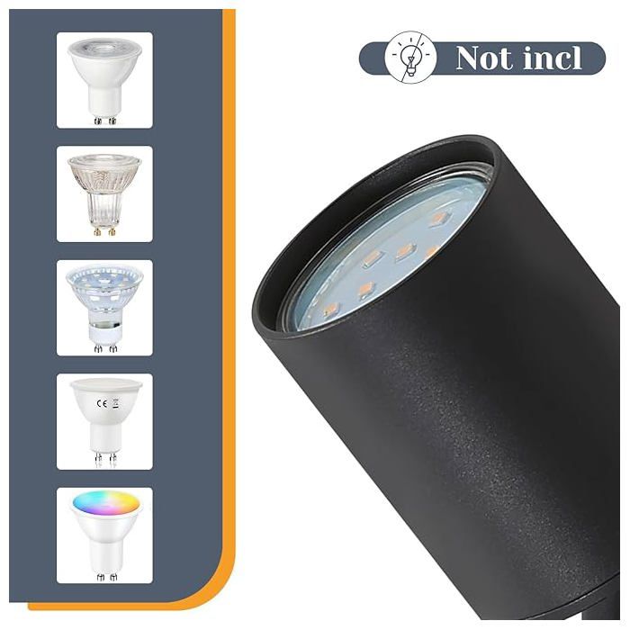Spot d'intérieur - NETTLIFE - Spot GU10 - Noir - Orientable 350° - Métal