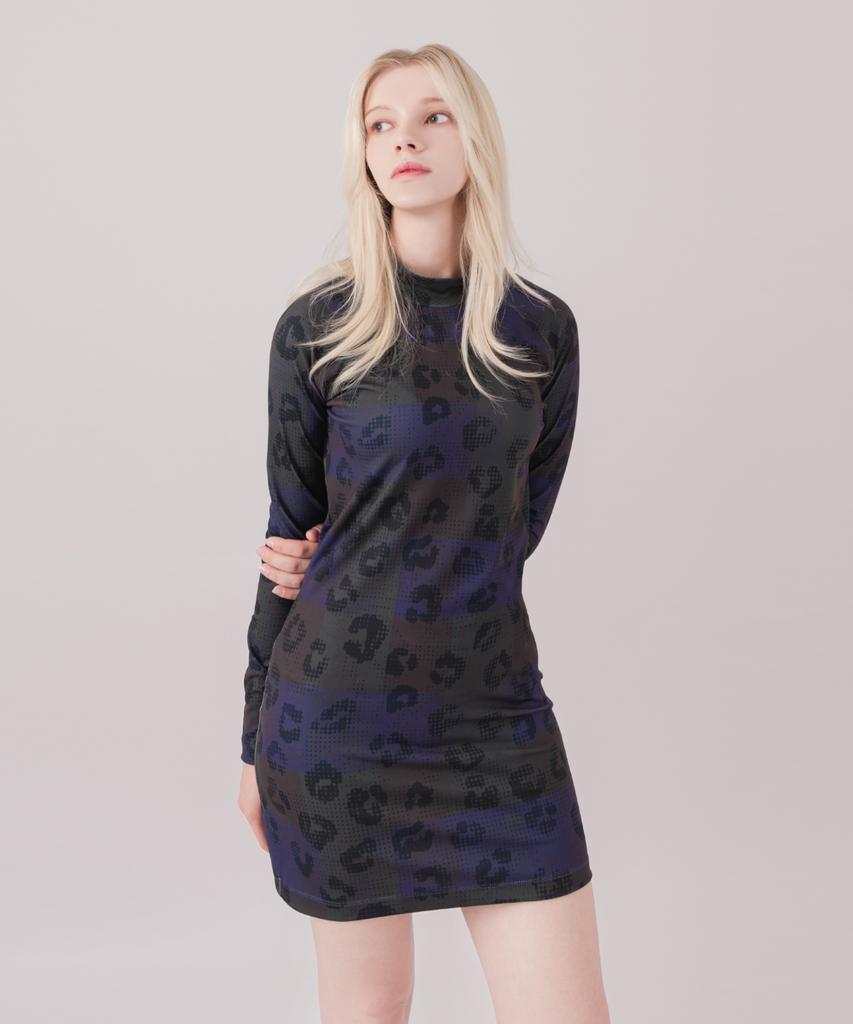 SSQR Raglan Stretch Print Mini Dress Dg_01